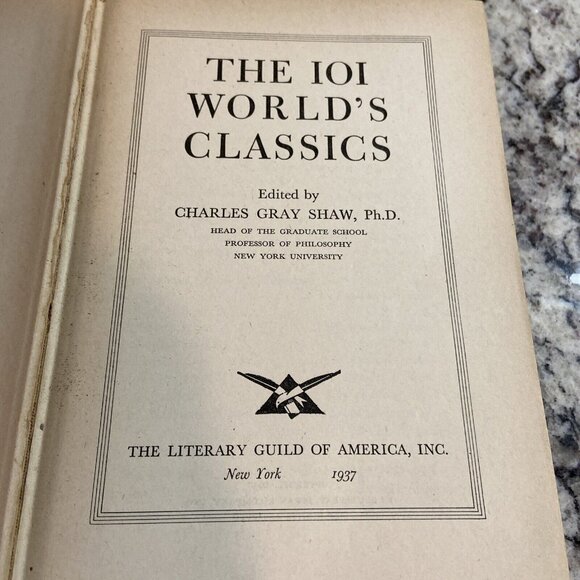 The 101 World's Classics by Charles Gray Shaw PhD 1937 Vintage Hardcover Book - Picture 3 of 9